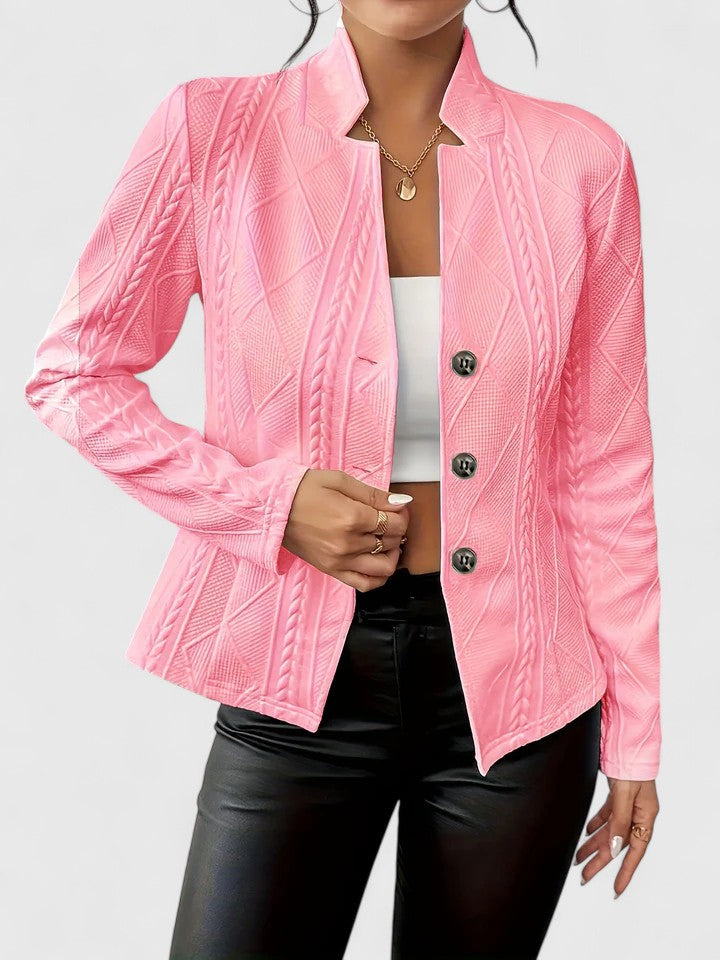 Chaqueta de Mujer - Estilo Blazer con Relieve Trenzado y Botones