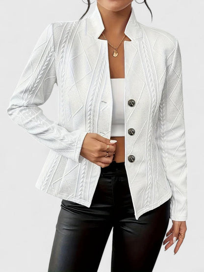 Chaqueta de Mujer - Estilo Blazer con Relieve Trenzado y Botones