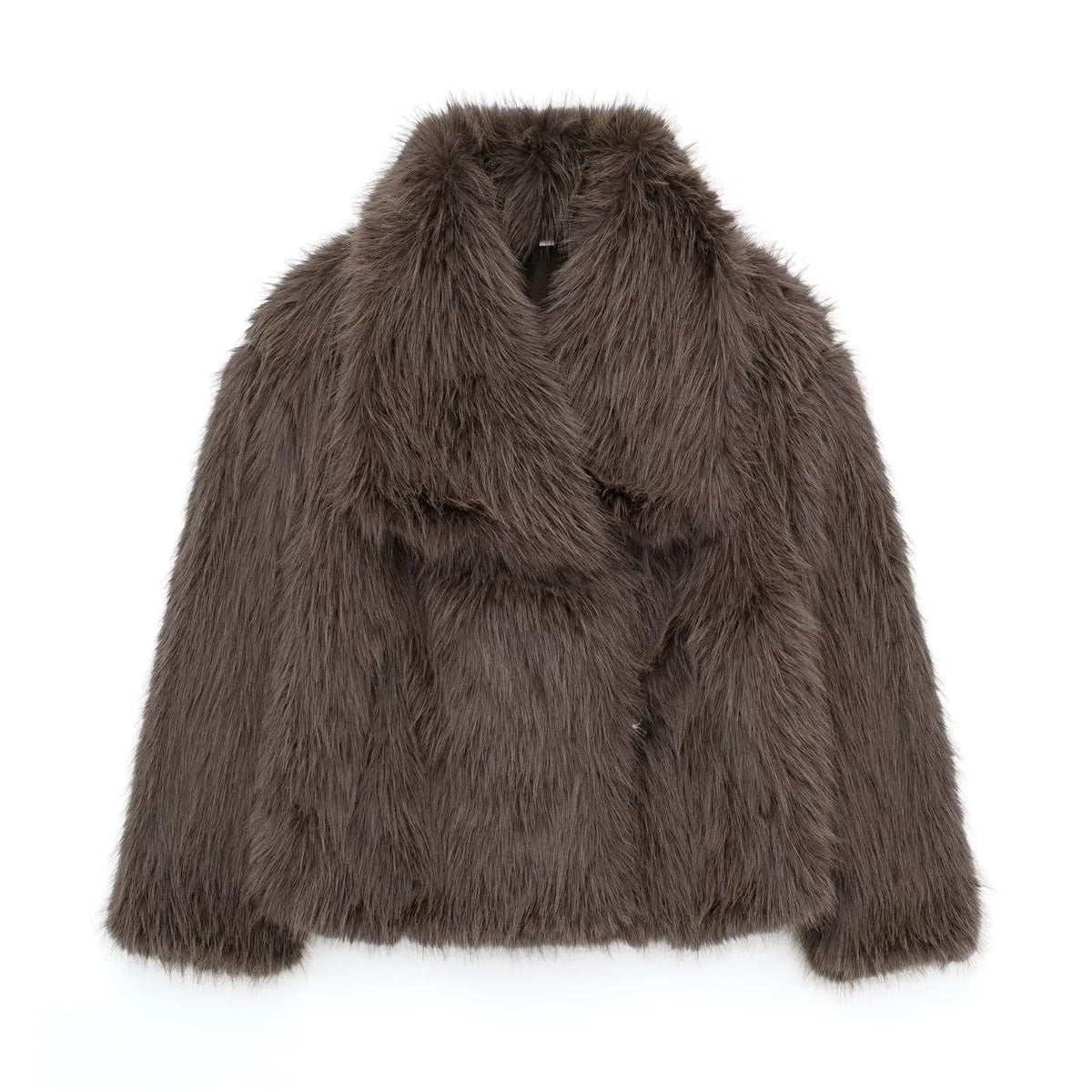 Chaqueta de Pelo de Mujer - Cuello Amplio y Corte Corto
