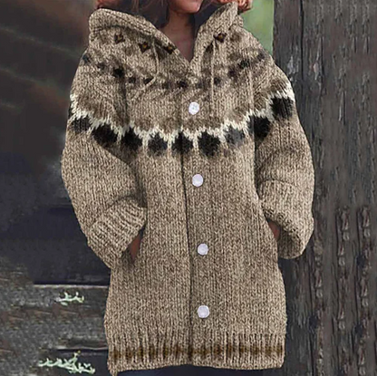 Chaqueta de Punto de Mujer - Capucha y Cierre con Botones