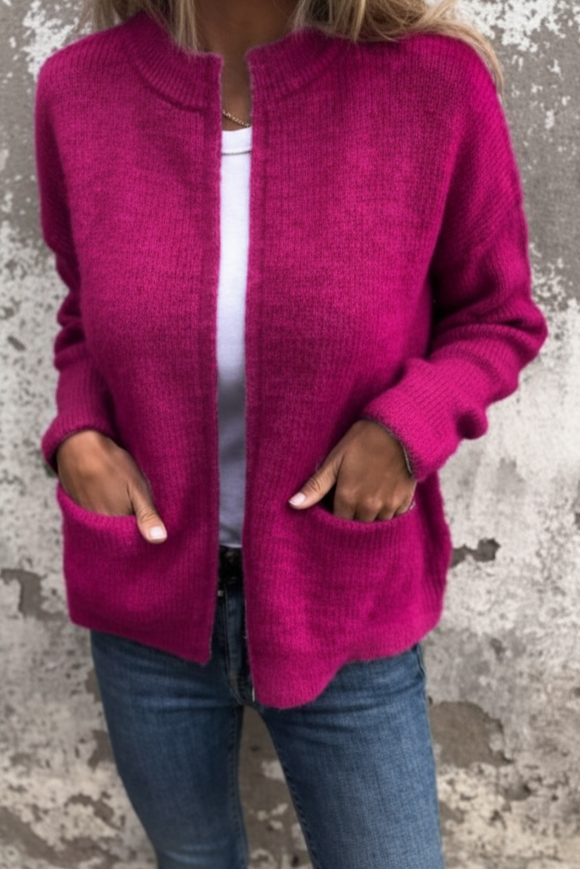 Chaqueta de Punto de Mujer - Cremallera Frontal y Bolsillos