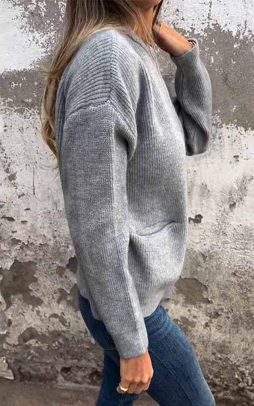 Chaqueta de Punto de Mujer - Cremallera Frontal y Bolsillos