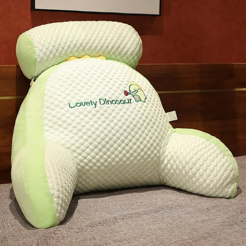 Cojín con extensiones de reposabrazos y almohada cilíndrica superior