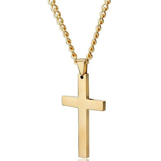 Collar con colgante de cruz de acero inoxidable unisex