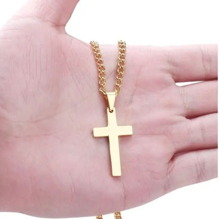 Collar con colgante de cruz de acero inoxidable unisex