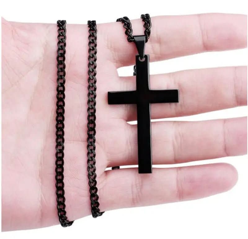Collar con colgante de cruz de acero inoxidable unisex
