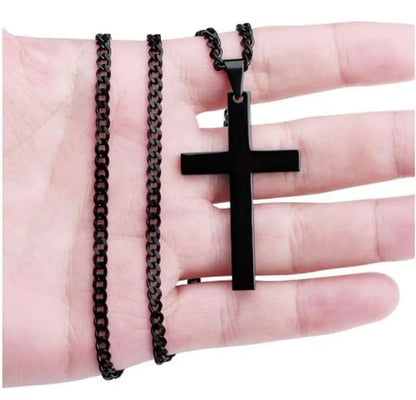 Collar con colgante de cruz de acero inoxidable unisex