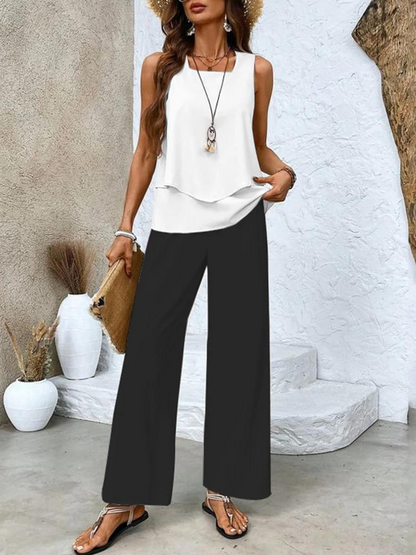 Conjunto de dos piezas para mujer con blusa sin mangas