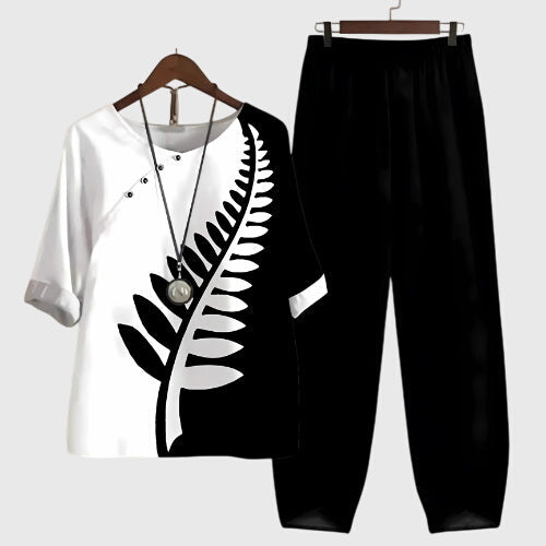Conjunto de dos piezas para mujer con estampado gráfico