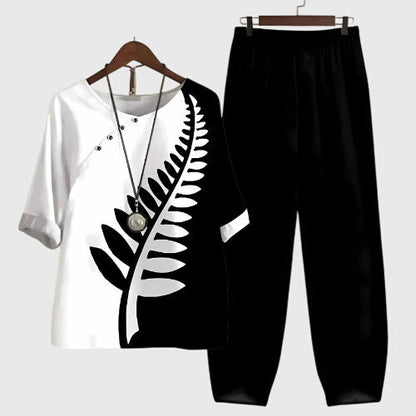 Conjunto de dos piezas para mujer con estampado gráfico