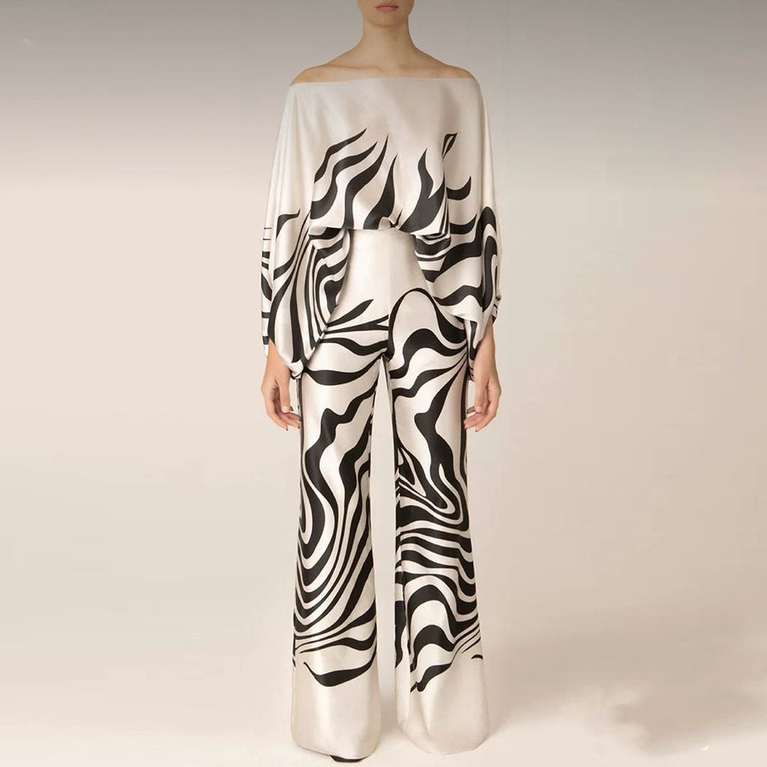 Conjunto de dos piezas para mujer con patrón abstracto