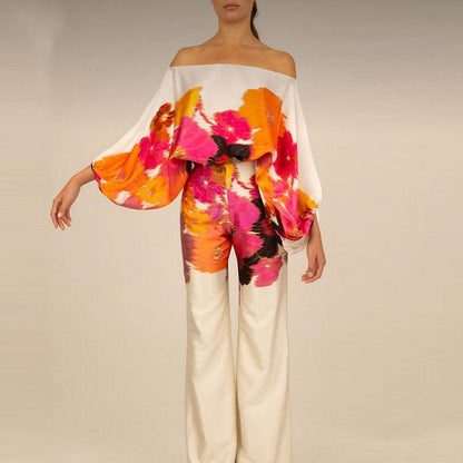 Conjunto de dos piezas para mujer con patrón abstracto
