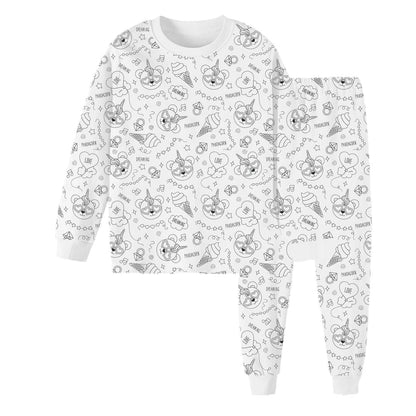 Conjunto de pijama infantil de dos piezas con patrón de línea