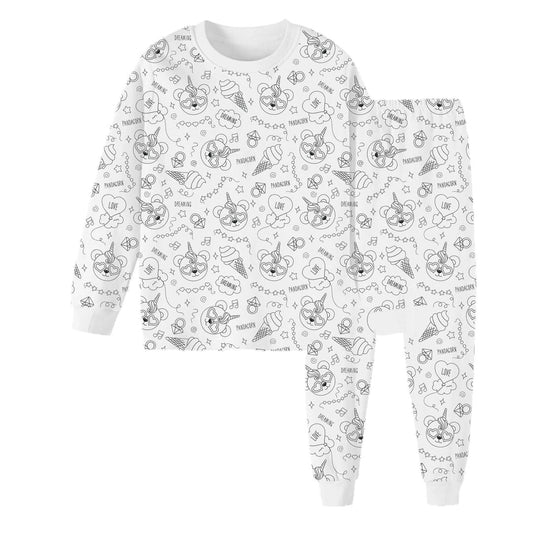 Conjunto de pijama infantil de dos piezas con patrón de línea