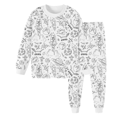 Conjunto de pijama infantil de dos piezas con patrón de línea