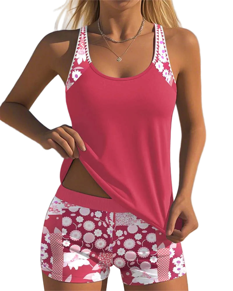 Conjunto tankini floral de dos piezas para mujer