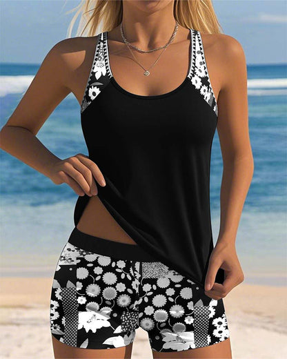 Conjunto tankini floral de dos piezas para mujer