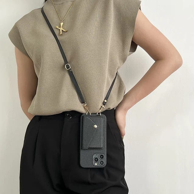 Funda móvil con cartera y correa desmontable