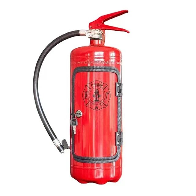 Gabinete para bebidas con forma de extintor de incendio réplica