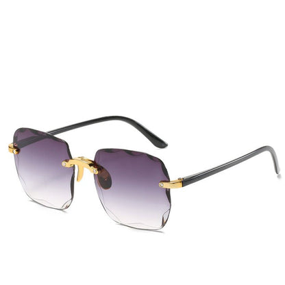 Gafas sin montura para mujer con lentes de borde ondulado