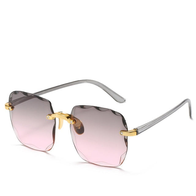 Gafas sin montura para mujer con lentes de borde ondulado