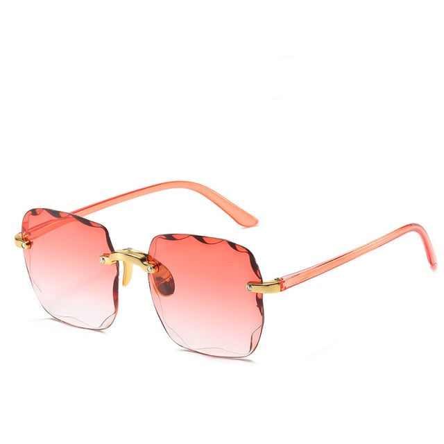 Gafas sin montura para mujer con lentes de borde ondulado