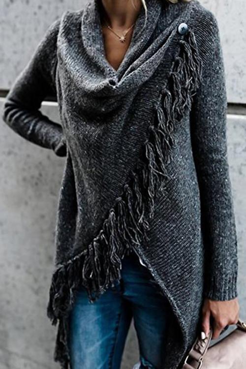 Jersey de Mujer - Corte Asimétrico con Flecos y Manga Larga