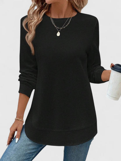 Jersey de Mujer - Corte Largo con Cuello Redondo y Bajo Curvo