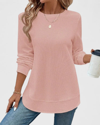 Jersey de Mujer - Corte Largo con Cuello Redondo y Bajo Curvo