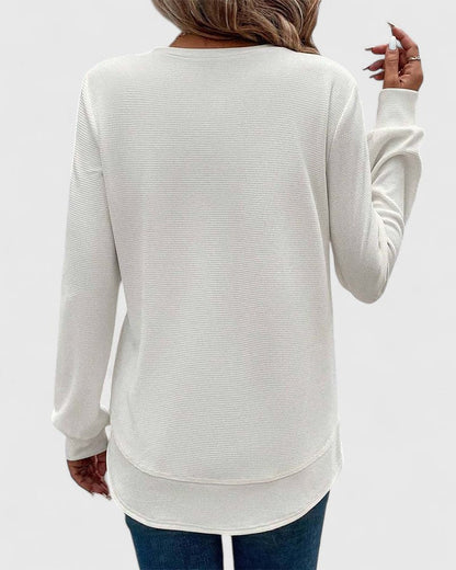 Jersey de Mujer - Corte Largo con Cuello Redondo y Bajo Curvo