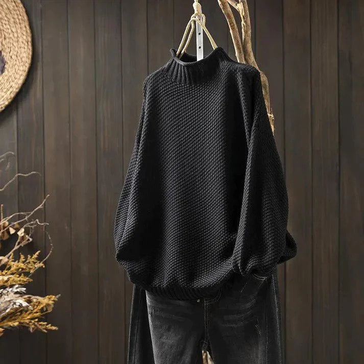 Jersey de Mujer - Cuello Alto y Punto Grueso de Corte Holgado