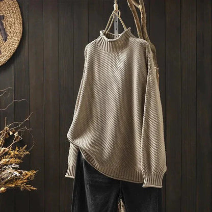 Jersey de Mujer - Cuello Alto y Punto Grueso de Corte Holgado