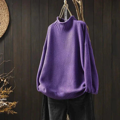 Jersey de Mujer - Cuello Alto y Punto Grueso de Corte Holgado
