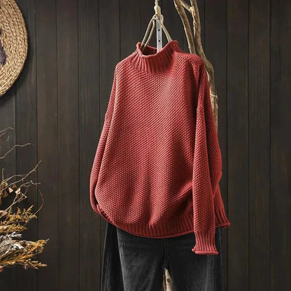 Jersey de Mujer - Cuello Alto y Punto Grueso de Corte Holgado