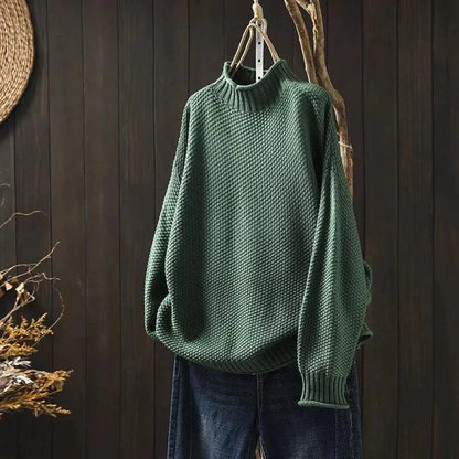 Jersey de Mujer - Cuello Alto y Punto Grueso de Corte Holgado