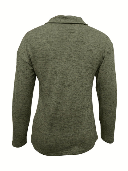 Jersey de Mujer - Cuello Camisero con Cremallera y Manga Larga