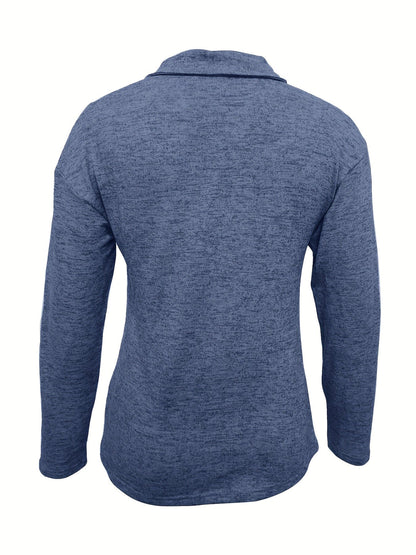Jersey de Mujer - Cuello Camisero con Cremallera y Manga Larga