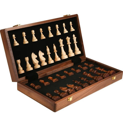 Juego de ajedrez de madera con tablero plegable