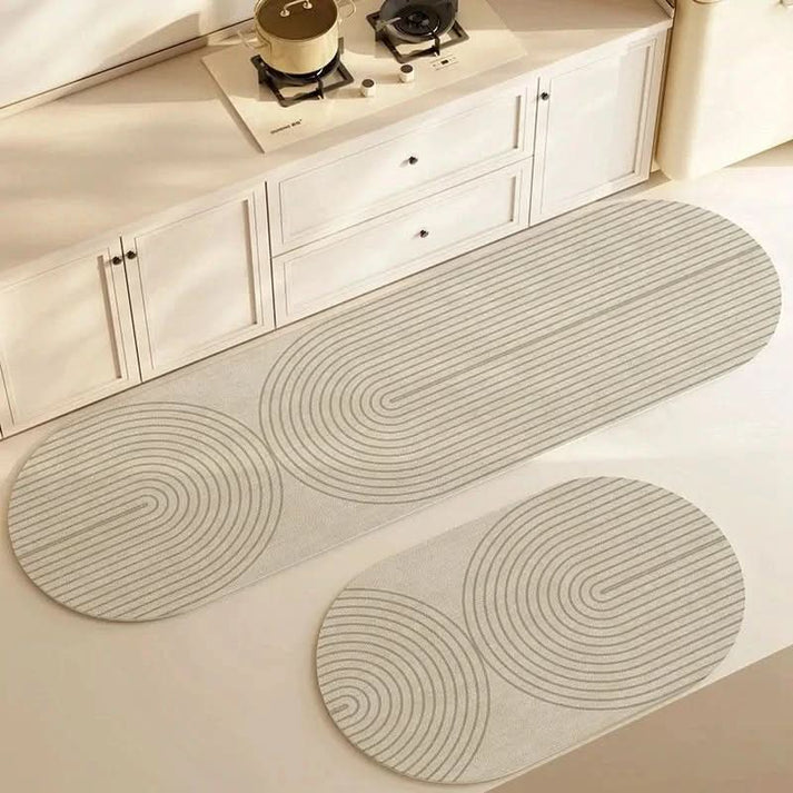 Juego de alfombrillas de cocina con patrón de líneas geométricas