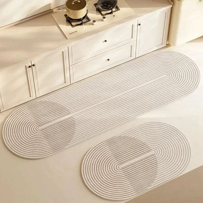 Juego de alfombrillas de cocina con patrón de líneas geométricas