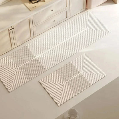 Juego de alfombrillas de cocina con patrón de líneas geométricas