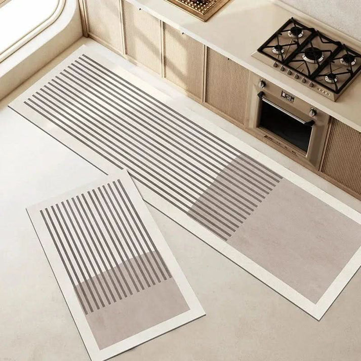 Juego de alfombrillas de cocina con patrón de líneas geométricas
