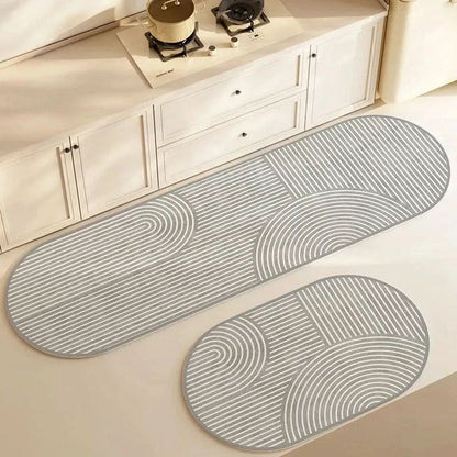 Juego de alfombrillas de cocina con patrón de líneas geométricas