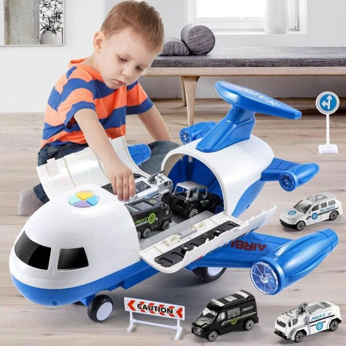 Juego de avión de transporte de juguete con sistema de pista