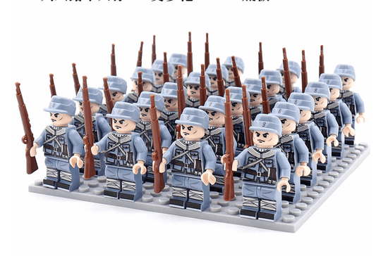 Juego de figuras de construcción con temática militar