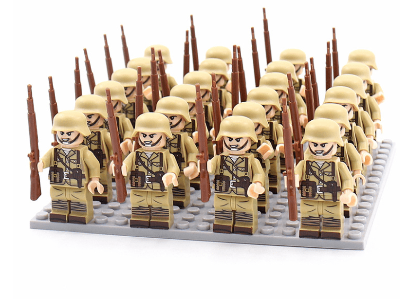 Juego de figuras de construcción con temática militar