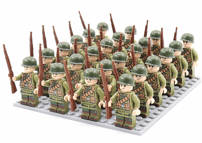 Juego de figuras de construcción con temática militar
