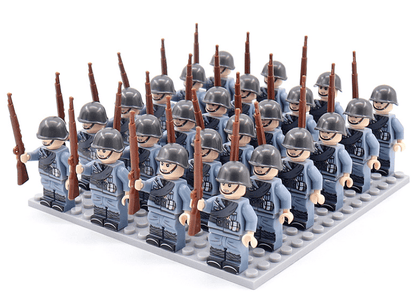 Juego de figuras de construcción con temática militar