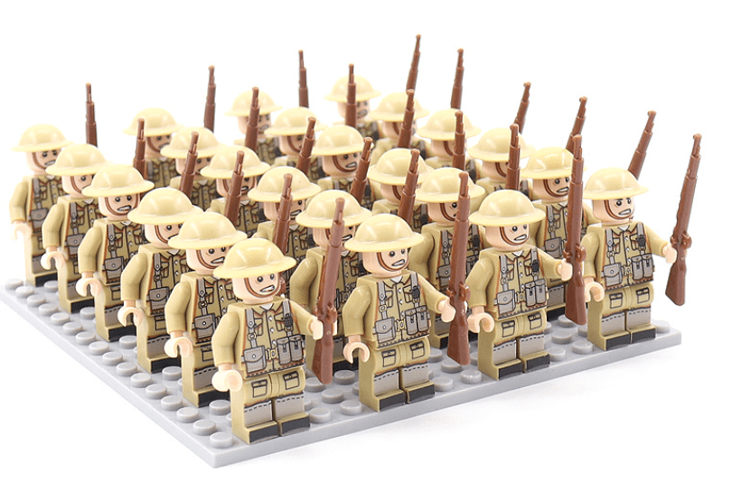 Juego de figuras de construcción con temática militar