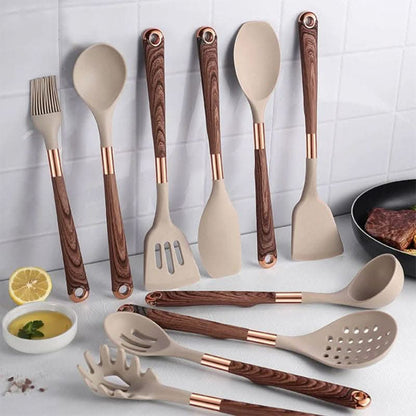 Juego de utensilios de cocina con cabezales de silicona